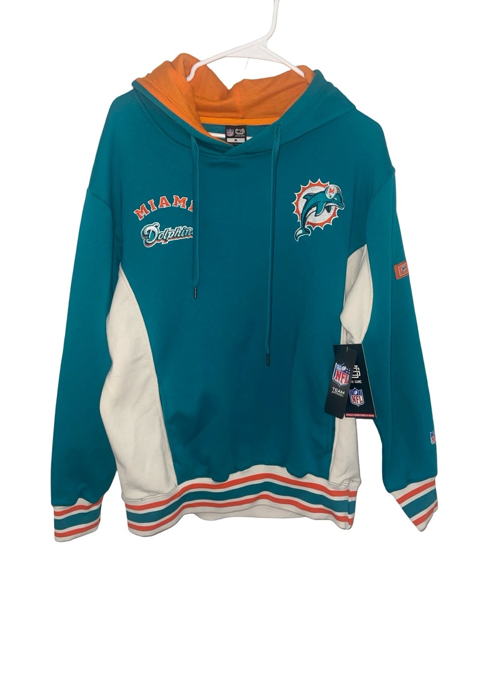 Miami Dolphins NFL Colorblock Pullover Hoodie Vintage Style size M